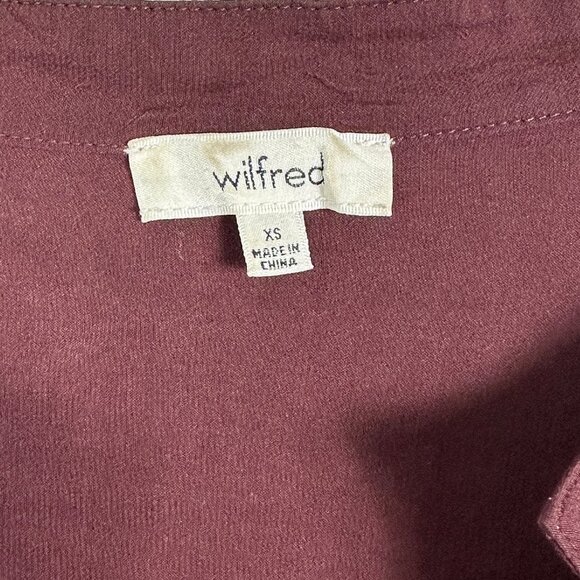 Aritzia Wilfred Burgundy Wine High Low Blouse Tunic Dress Size XS Long Sleeve - Picture 3 of 12